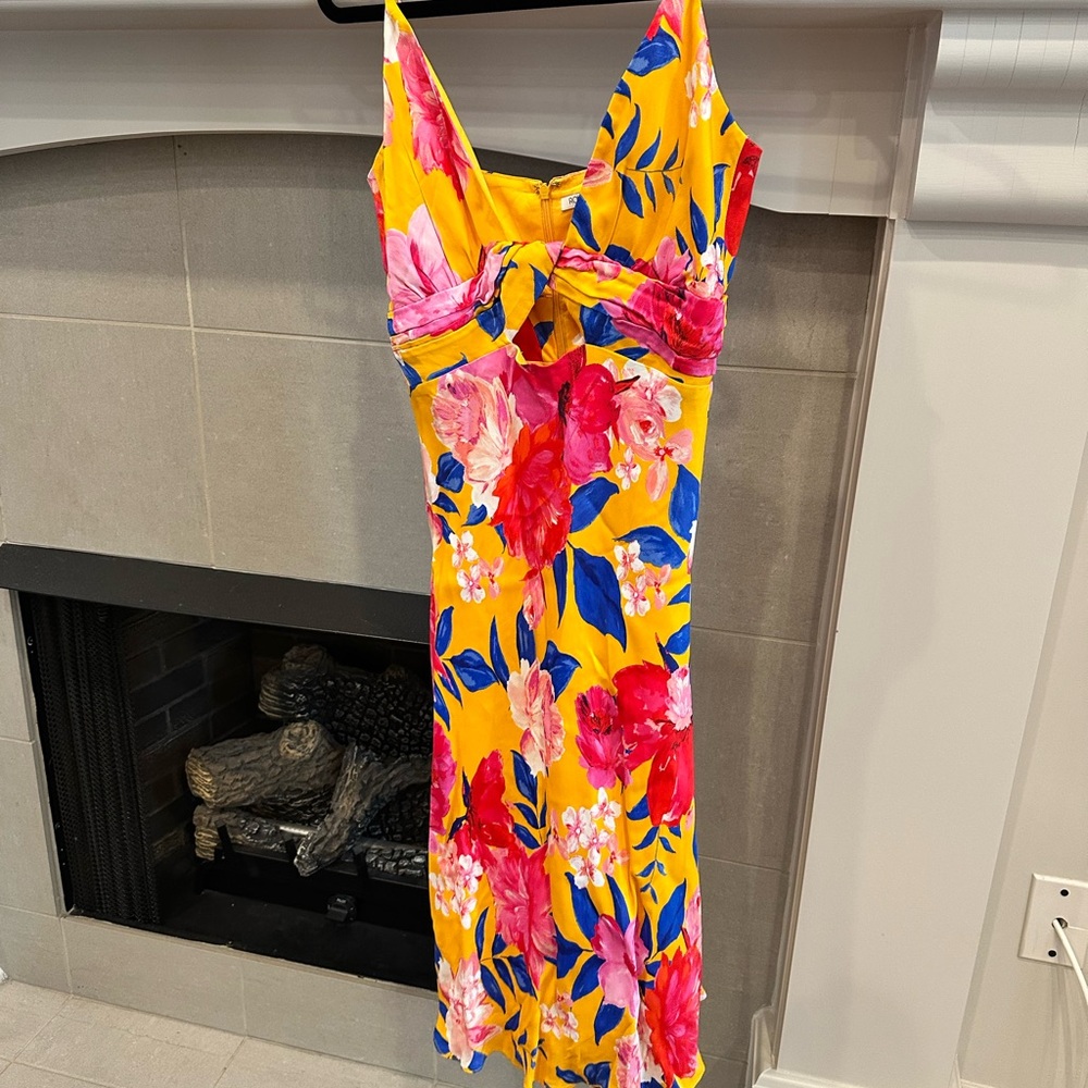 Ronny Kobo Collection Yellow Floral Midi Dress